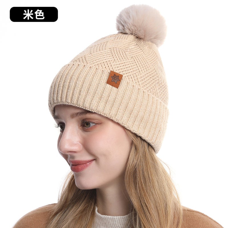 Autumn Winter Knit Beanie Scarf Gloves Set for Women M1 pink - Image 5