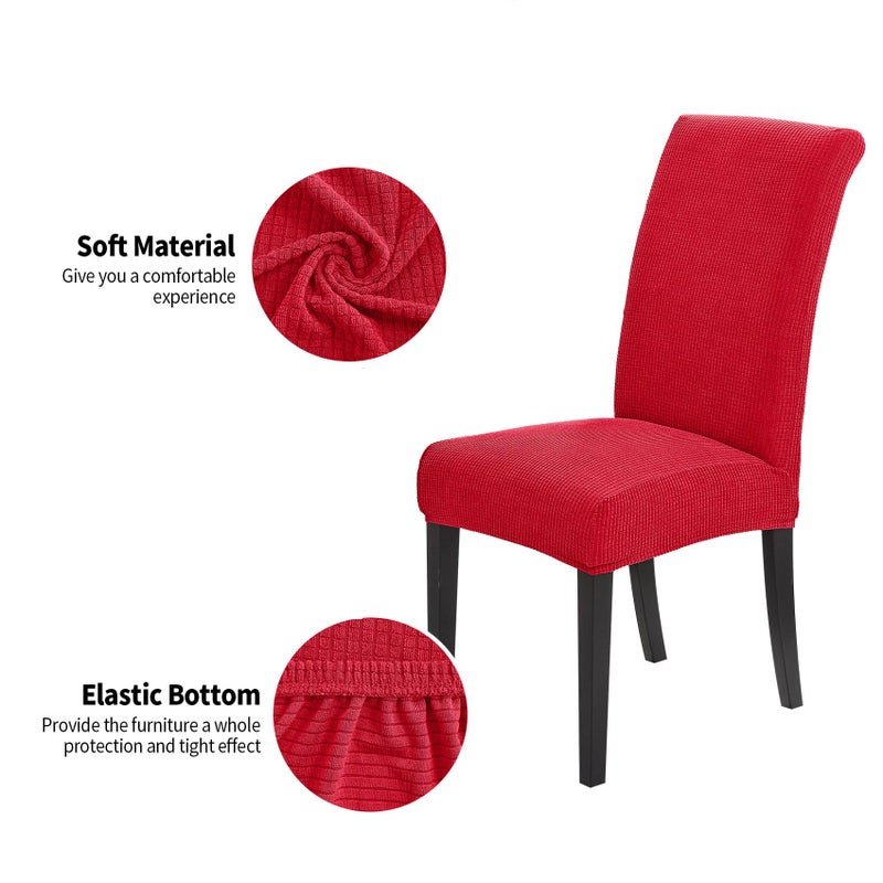 Joccun Christmas Chair Covers for Dining Room Set of 4,Dining Chair Slipcovers Stretch Dining Room Chair Covers Seat Protector,Washable Parsons Chair Cover for Home,Hotel,Banquet(Ruby,4 Pack) - Image 3