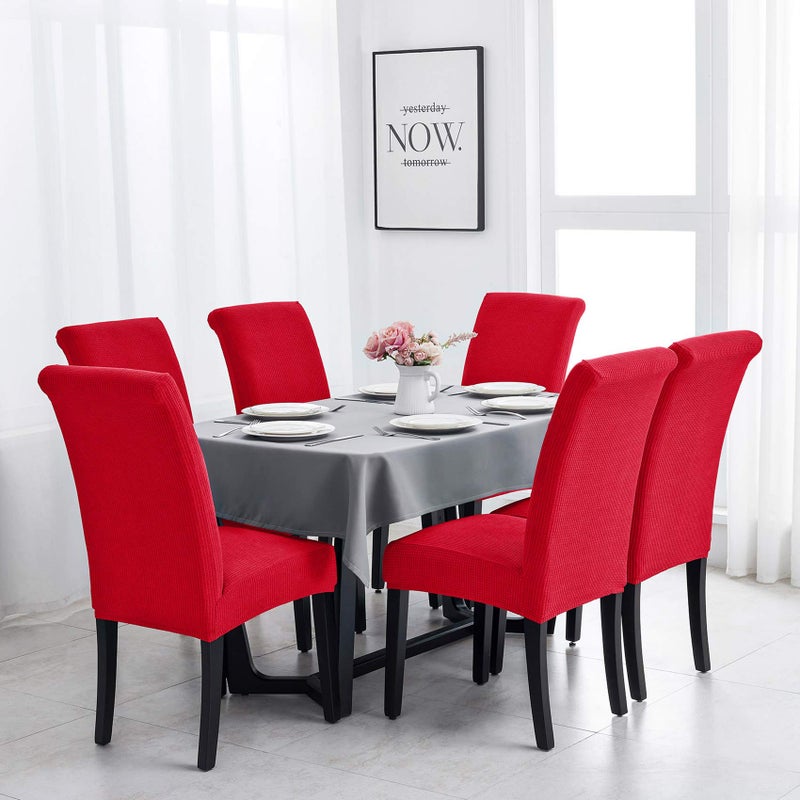 Joccun Christmas Chair Covers for Dining Room Set of 4,Dining Chair Slipcovers Stretch Dining Room Chair Covers Seat Protector,Washable Parsons Chair Cover for Home,Hotel,Banquet(Ruby,4 Pack) - Image 5
