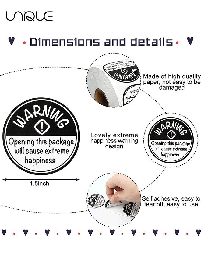 Unique 500 Pieces Extreme Happiness Stickers Labels Round Stickers Self-Adhesive Labels Crafting Tags Arts Decorations for Festival, Business or Personal Use, 1.5 Inch (Black) - Image 2