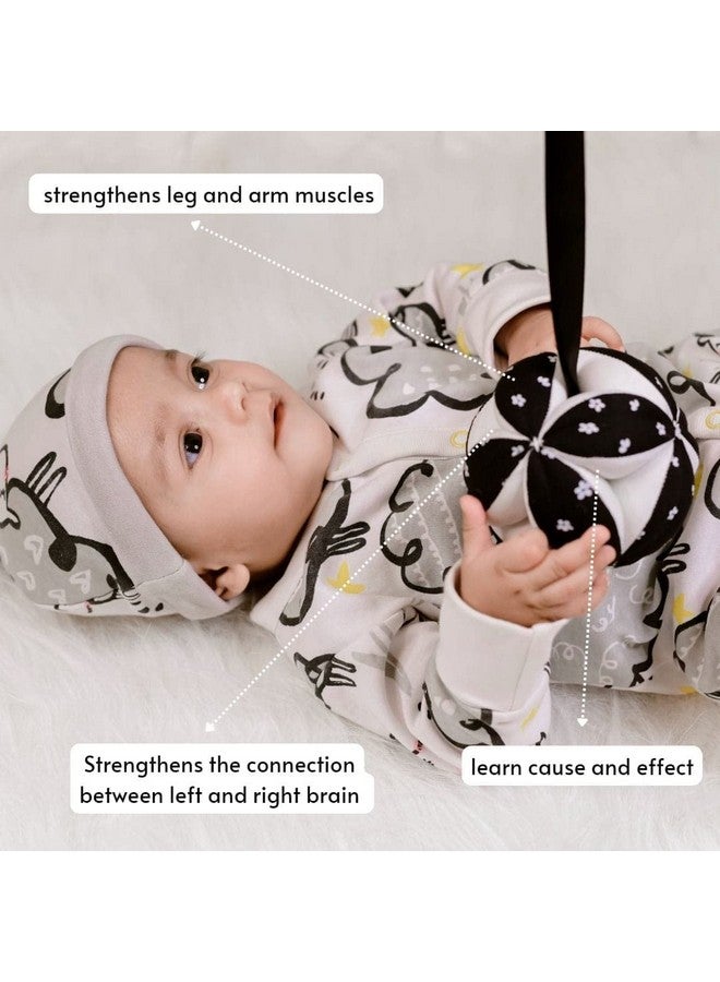 B4BRAIN Newborn Baby Rattle Clutch Ball | Hanging Toy Crib, Stroller, Car Seat | Montessori, Teething Safe | Soft, Black & White | Infant Development | Baby Shower Gift | 0,1,2,3,6 Months to 1 Year - Image 2