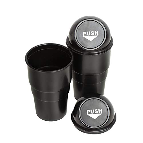 AISIBO Automotive Cup Holder Trash Can, Auto Mini Car Garbage Can Vehicle Rubbish Bins with Lid for Car Office Home Bedroom (2 Pack, Black) - Image 4