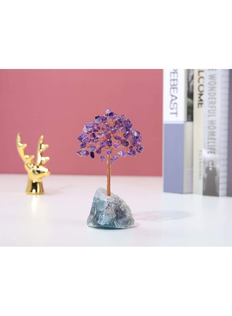 كاست ويف الجمشت شجرة فنغ شوي شجرة المال علاج الأحجار الكريمة والأحجار الكريمة الطبيعية بونساي شجرة الحياة مجوهرات المنزل مكتب الديكور روح الحظ هدية - Image 3