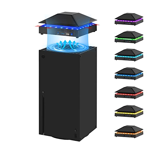 Raryars Cooling Fan for Xbox Series X Silent Absorb Fan Cooler with 2 USB Port and Xbox Series X Dust Cover Turbo Temperature Control Fan External Cooling System - Image 1