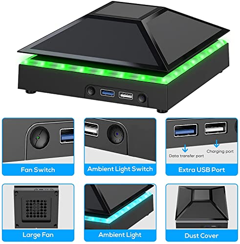 Raryars Cooling Fan for Xbox Series X Silent Absorb Fan Cooler with 2 USB Port and Xbox Series X Dust Cover Turbo Temperature Control Fan External Cooling System - Image 4