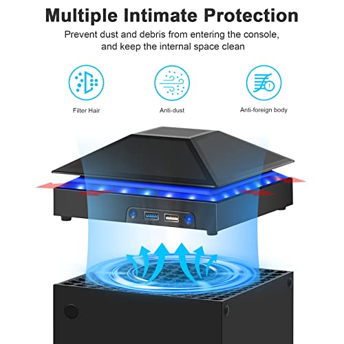 Raryars Cooling Fan for Xbox Series X Silent Absorb Fan Cooler with 2 USB Port and Xbox Series X Dust Cover Turbo Temperature Control Fan External Cooling System - Image 3