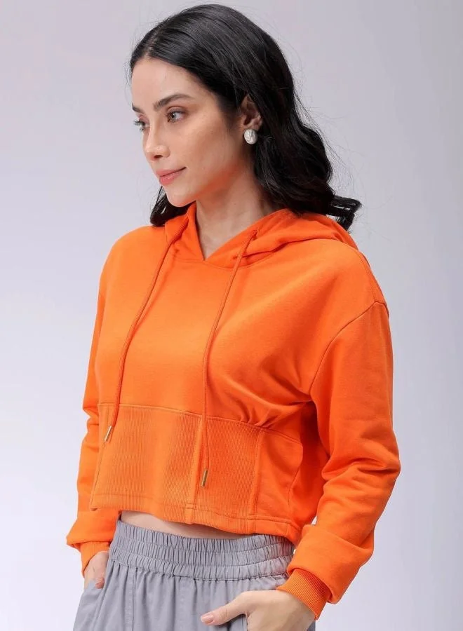Freehand  Women Regular Fit Solid Hooded Neck Long Sleeve Corset Sweatshirt for Women | Best Price UAE