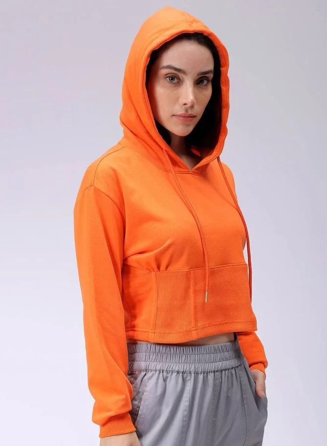 Freehand  Women Regular Fit Solid Hooded Neck Long Sleeve Corset Sweatshirt for Women | Best Price UAE