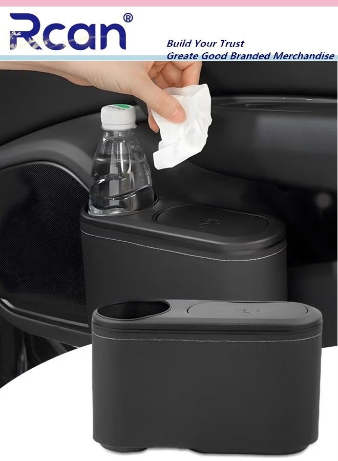 Rcan Car Trash Can with Cup Holder Car Garbage Bin Practical Car Accessory for Interior Organizer Detachable Car Organizer and Storage Trashcan - Image 1