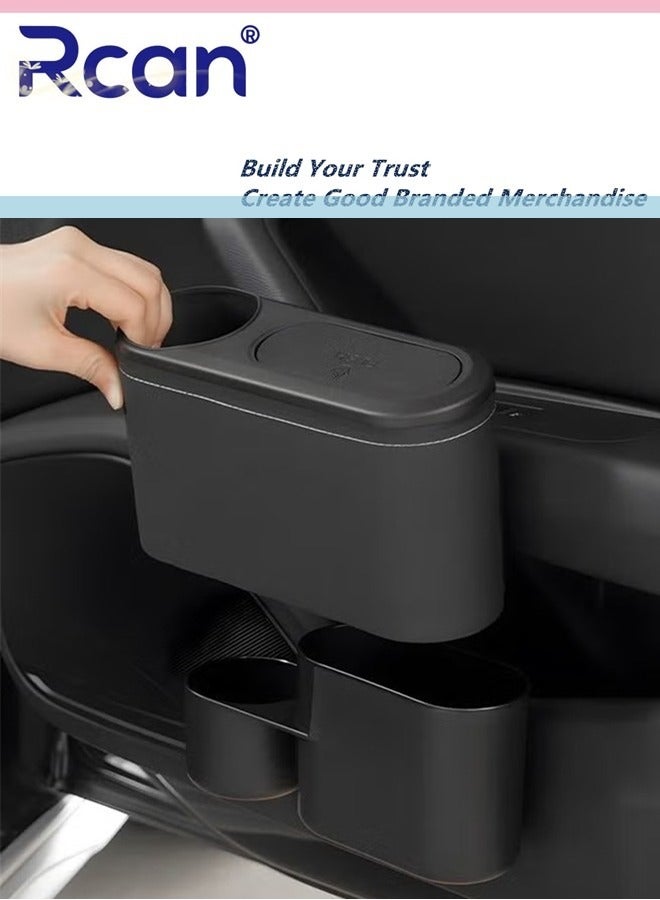 Rcan Car Trash Can with Cup Holder Car Garbage Bin Practical Car Accessory for Interior Organizer Detachable Car Organizer and Storage Trashcan - Image 3