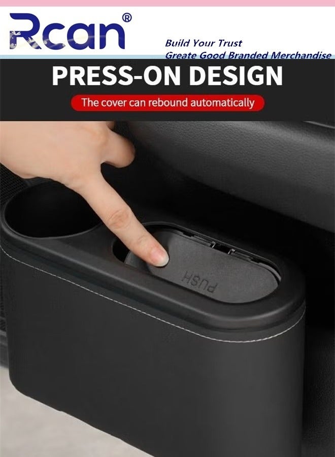 Rcan Car Trash Can with Cup Holder Car Garbage Bin Practical Car Accessory for Interior Organizer Detachable Car Organizer and Storage Trashcan - Image 5