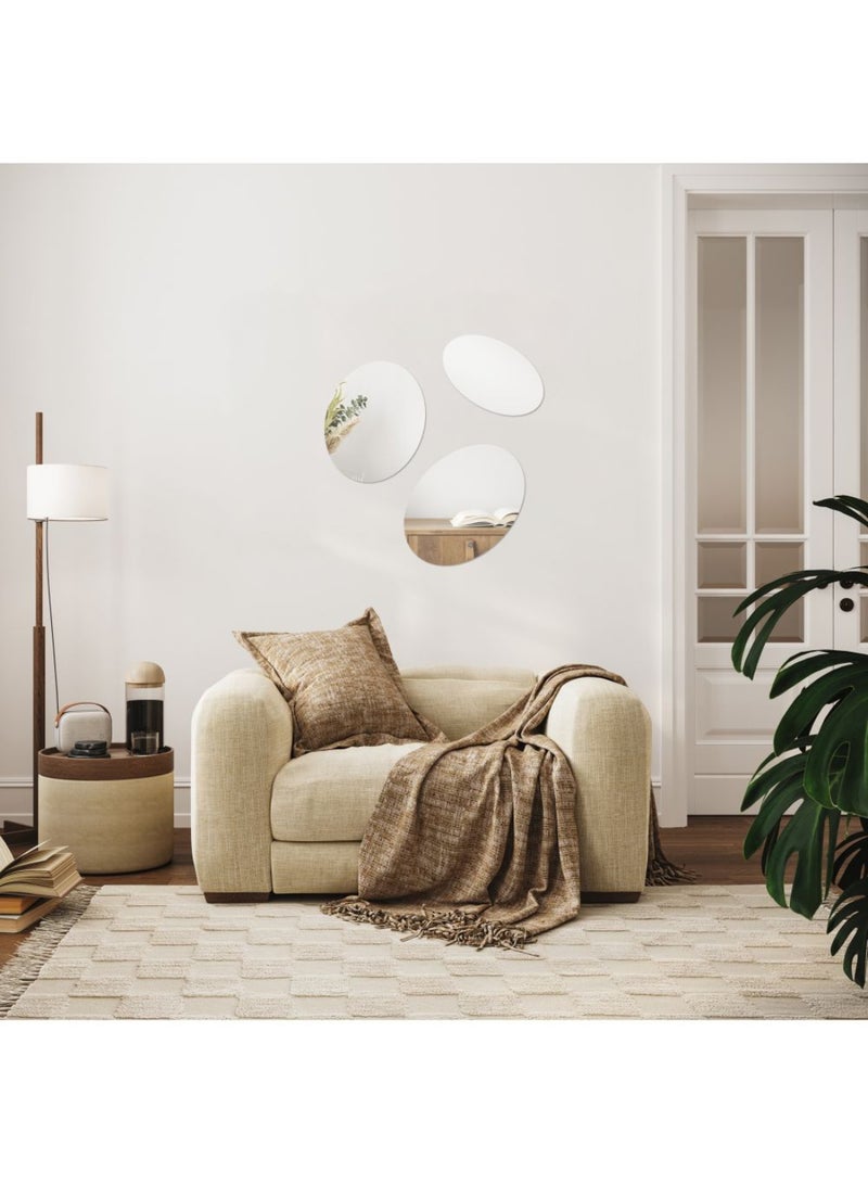 DANUBE HOME مجموعة مرايا رومانية ذات أشكال عضوية من 3 قطع – مرايا جدارية زخرفية أنيقة بأشكال عضوية فريدة، مثالية لديكور المنزل العصري، غرفة المعيشة، غرفة النوم، الممر والحمام، تعزز المساحة والضوء كبيرة = 15x0.3x45 | متوسطة = 15x0.3x25 | صغيرة = 15x0.3 - Image 1