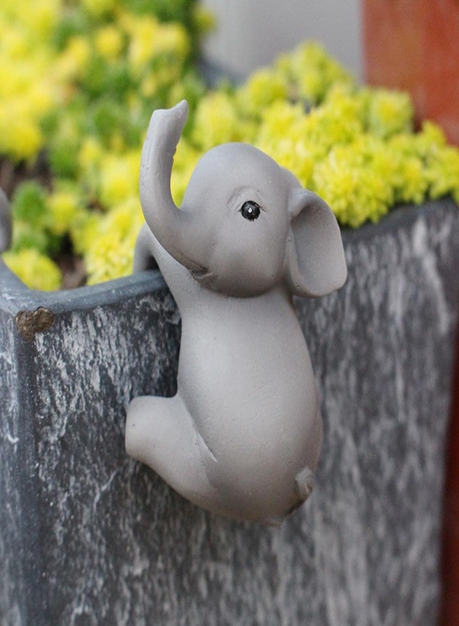 JARPSIRY Set of 2 Cute Climbing Elephant Statues Flower Pot Hugger, Resin Hanging Animals Figurine Outdoor Planter Pot Decorations for Home Garden Patio Lawn Yard Ornaments - Image 5