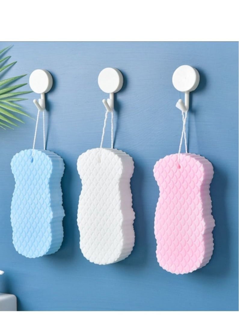 RAQTA 3-Piece Ultra Soft Exfoliating Sponge Shower Brush – Gentle Bath Sponge Set for All Skin Types, Multicolour  - Image 3