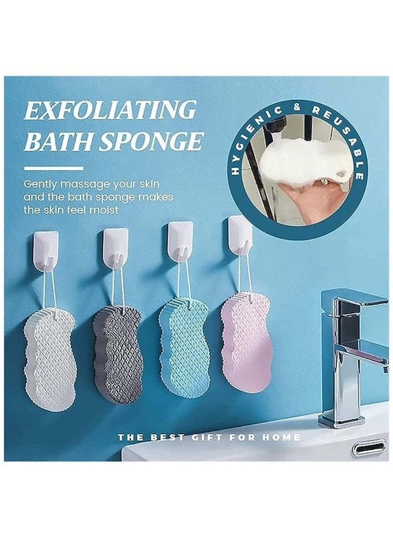 RAQTA 3-Piece Ultra Soft Exfoliating Sponge Shower Brush – Gentle Bath Sponge Set for All Skin Types, Multicolour  - Image 5