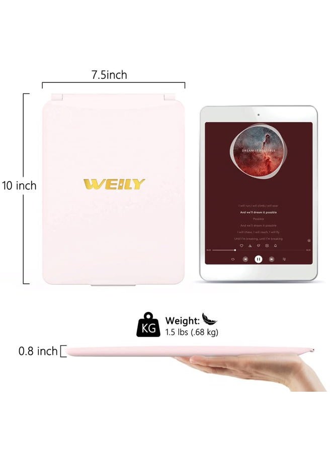 WEILY Makeup Mirror with Lights, 2000 mAh USB Rechargeable Lighted Makeup Mirror, Touch Screen 3 Colors Adjustable 72 LED Lights Compact Travel Mirror, Gift for Girls Women (Pink) - Image 5