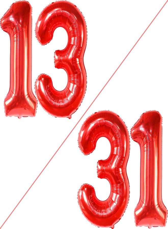كاتشون بالونات كاتشون الحمراء العملاقة رقم 13 - 40 بوصة | زينة عيد ميلاد فتاة برقم 13 | بالونات عيد ميلاد حمراء | بالونات رقم 13، بالونات عيد ميلاد برقم 13 | زينة حمراء للحفلات - Image 2