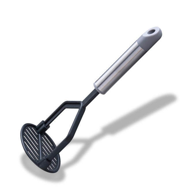 MODE POTATO MASHER PLASTIC HEATRESISTANT NONSTICK FRUIT VEGETABLE BABY FOOD MASHER LARGE STURDY PRESS PLATE HANDHELD FOOD CRUSHER RICER FOR JAM VEGETABLES FRUITS 26CM