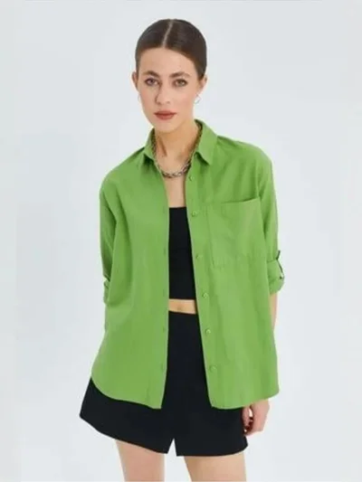 MixRay Mixray Long Sleeve Button-Up Shirt with Pocket