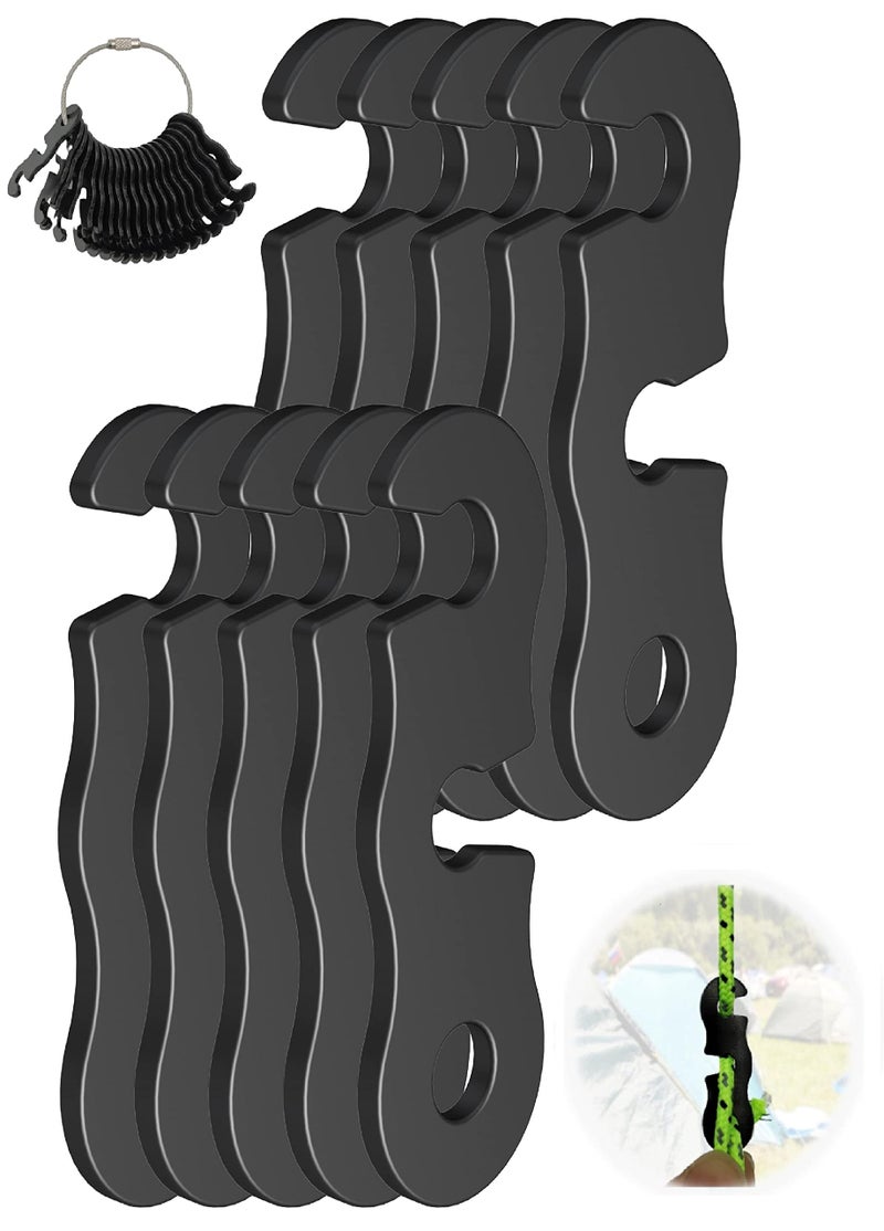 NACETURE Rope Tensioner Aluminum Alloy Camping Tent Guyline Cord Adjuster Camping of Gear for Camping Hiking Backpacking Ultralight Tent Stakes Guy Lines Black 10 Pack - Image 2