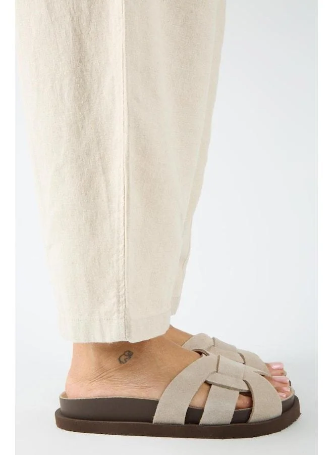 Manijero  Bartolo Women's Genuine Leather Caged Beige Slippers. for Women | Best Price UAE