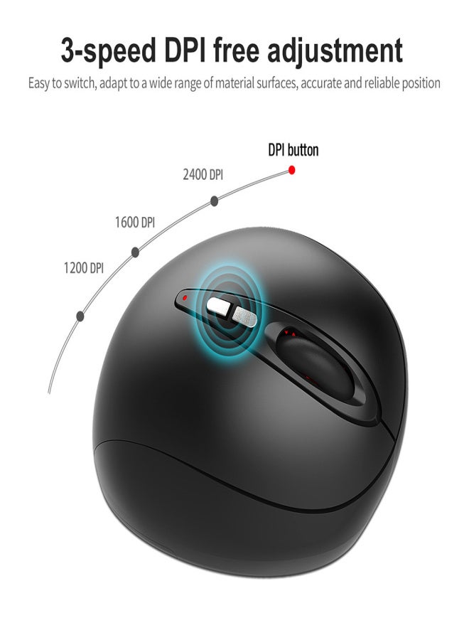 YWYT G836 2.4G Wireless Optical Ergonomic Vertical Mice with 3 Adjustable DPI Plug and Play for PC Laptop Black - Image 5