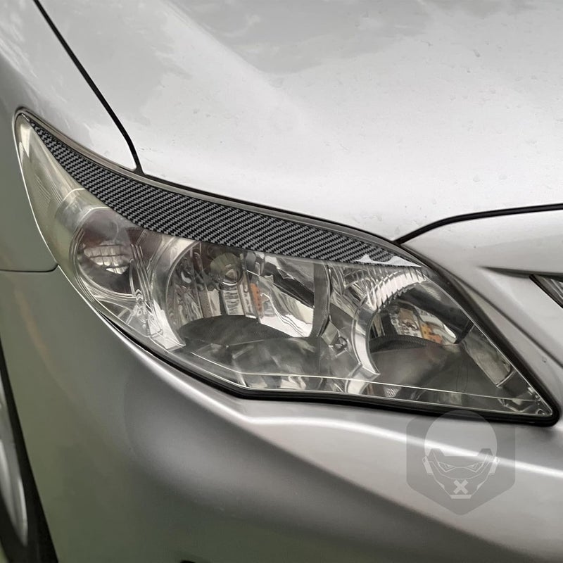 PJFUS Real Premium Carbon Fiber Car Headlight Eyebrow Cover Car Headlamp Eyelid Decorative Trim Sticker Auto Exterior Accessories Compatible with Toyota Corolla 2009 2010 2011 2012 2013 Black - Image 2