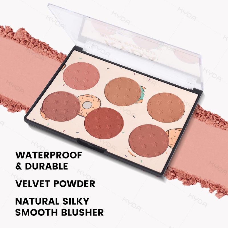 KYDA 6 Colors Blush Palette, Matte and Shimmer Blush Palette, Smooth Blendable Powder, Multiuse Blusher Makeup with Contour Highlighter-Set A - Image 5