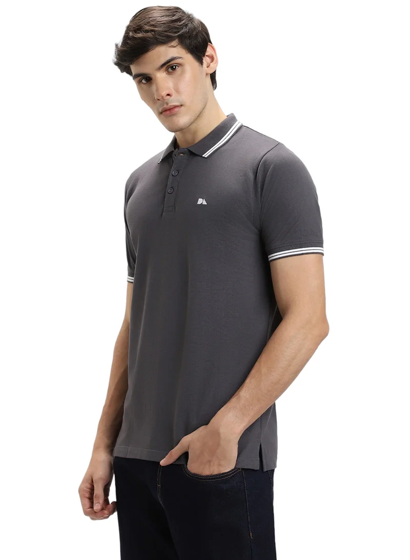 Dennis Lingo Men Grey Polo Collar T-shirt