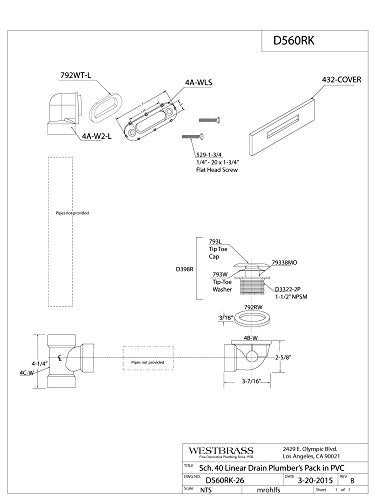 Westbrass D560RK-50 SCH. 40 PVC 1-1/2" Coarse Thread Plumber's Pack Tip-Toe Bathtub Drain Plug with Linear Overflow Faceplate, Tee & Elbows, Powder Coat White - Image 2