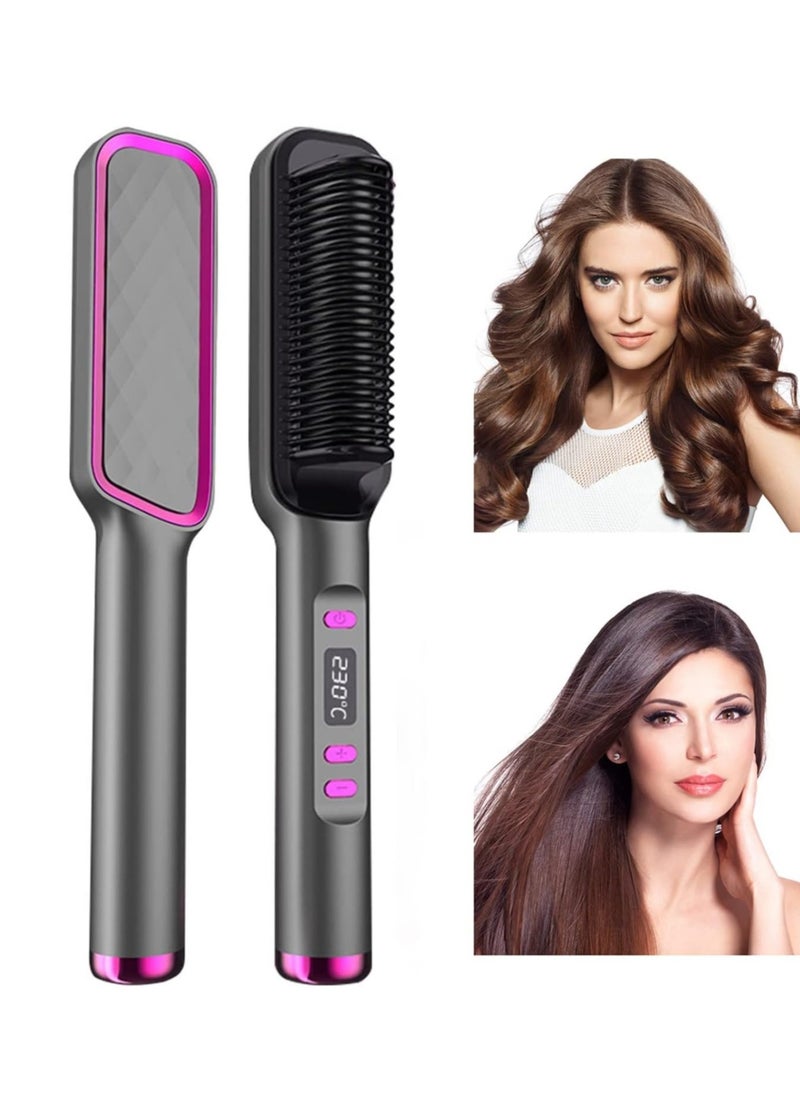 General - Hair Straightener Brush, Built-in Comb Negative Lon Brush with LCD Display Screen, with Anti-Scald Feature, Free Temperature Regulation & Auto-Off Function - Image 1