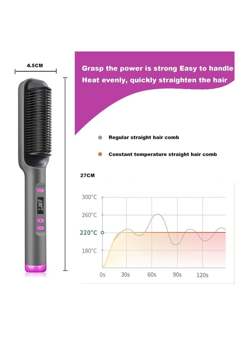 General - Hair Straightener Brush, Built-in Comb Negative Lon Brush with LCD Display Screen, with Anti-Scald Feature, Free Temperature Regulation & Auto-Off Function - Image 1