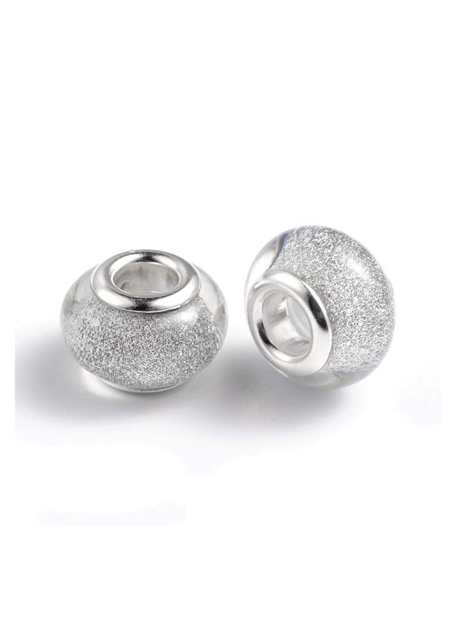 ماركة غير محددة 100 قطعة الخرز الاكريليك الفضة 5 مللي متر الحفرة الكبيرة Rondel السحر خزر عازل 14x9 مللي متر 0.5x0.35 بوصة  - Image 1