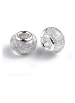 ماركة غير محددة 100 قطعة الخرز الاكريليك الفضة 5 مللي متر الحفرة الكبيرة Rondel السحر خزر عازل 14x9 مللي متر 0.5x0.35 بوصة  - Image 2