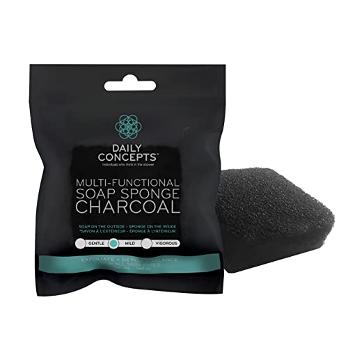 Daily Concepts Multi Functionnal Soap Sponge Charcoal - Daily Concepts - Mild Texture Soap, Sponge With Infused With Detoxifying Charcoal Soap To Purge Skin Of Impurities And Elevate The Overall Texture Of Skin - Image 2