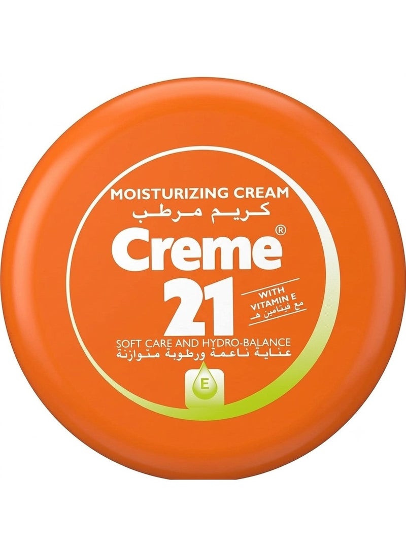 Creme 21 Moisturizing Cream Soft Care & Hydro-Balance with Vitamin E 150ml - Face, Body & Hands Cream with Almond Oil & Pro-Vitamin B5, Non-Greasy