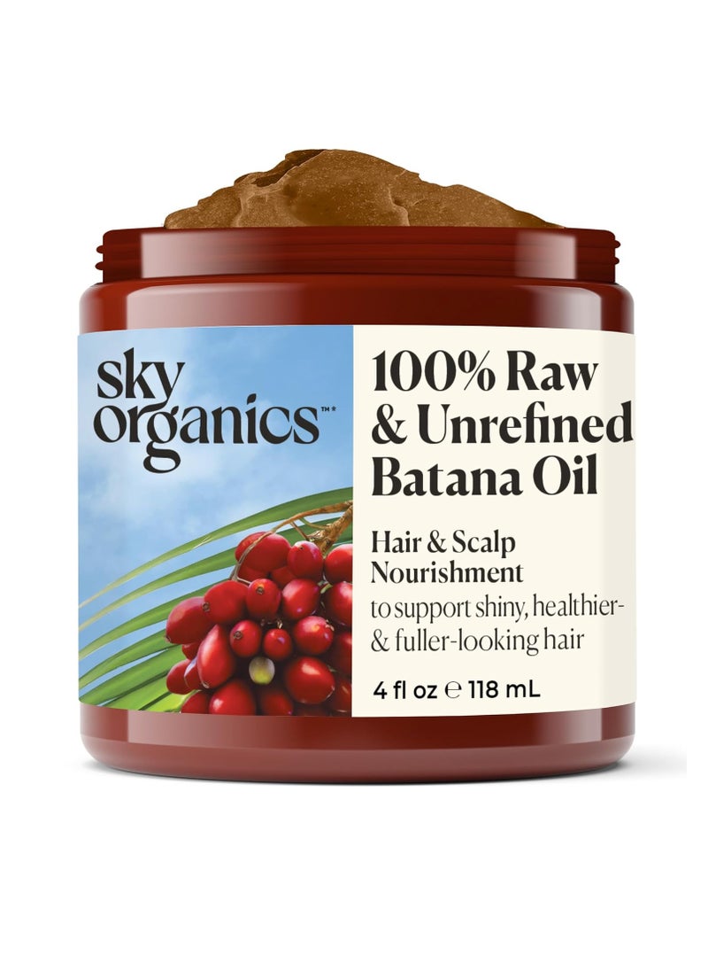 Sky Organics Sky Organics RAW & UNREFINED BATANA OIL, 100% Pure, from Honduras, to Support Scalp & Stronger Fuller-Looking Hair, Intensive Hair Conditioning & Hair Repair Mask, 4 fl oz  - Image 1