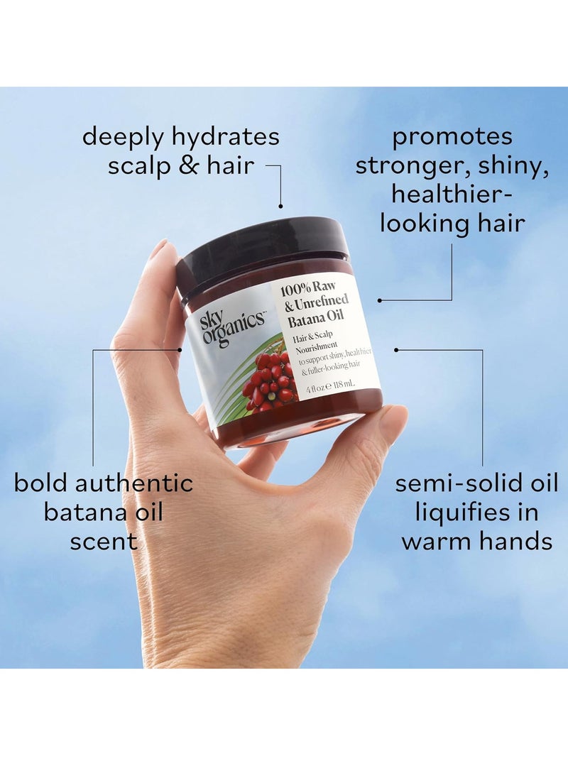 Sky Organics Sky Organics RAW & UNREFINED BATANA OIL, 100% Pure, from Honduras, to Support Scalp & Stronger Fuller-Looking Hair, Intensive Hair Conditioning & Hair Repair Mask, 4 fl oz  - Image 4