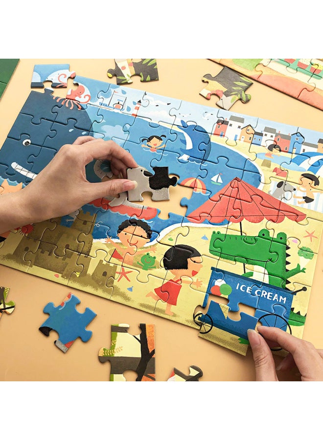 أحجية الديناصورات المتقدمة للأطفال من عمر 3 إلى 6 سنوات من Baby Mile Deer Puzzle مجموعة أحجية Toi - اللون: المستوى 4-Play 【4 ألغاز 210 قطعة】】 - Image 4