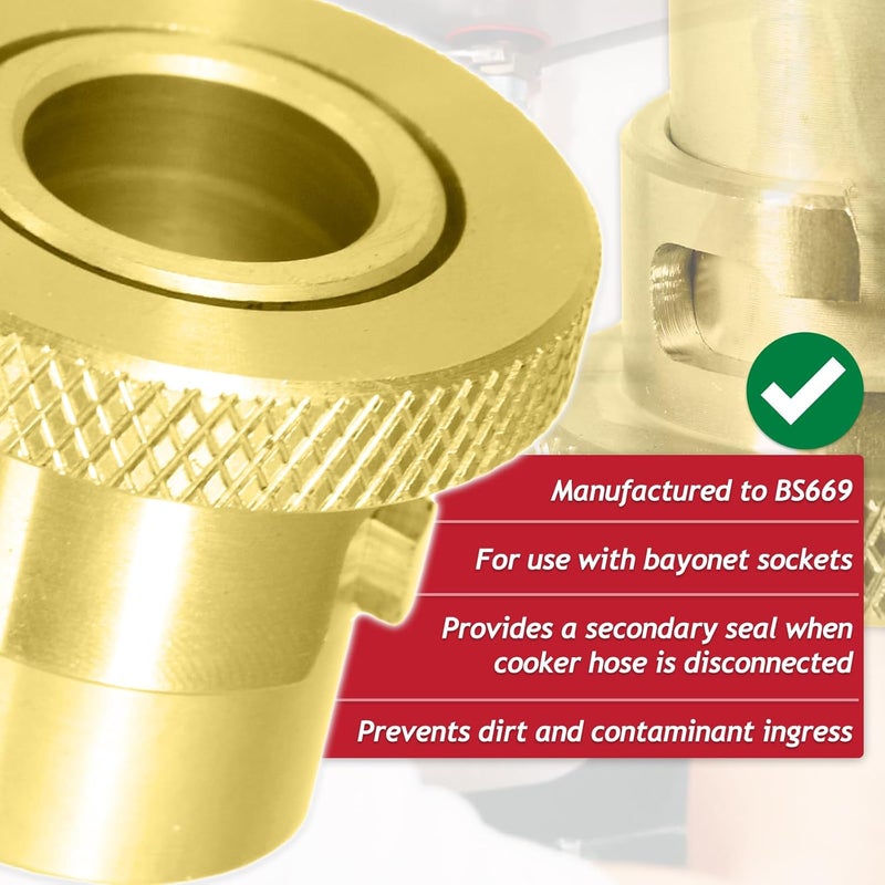 Spares2go Cooker Hose Blanking Plug 1/2" BS669 Standard Brass Bayonet Gas Connector Safety Socket - Image 4
