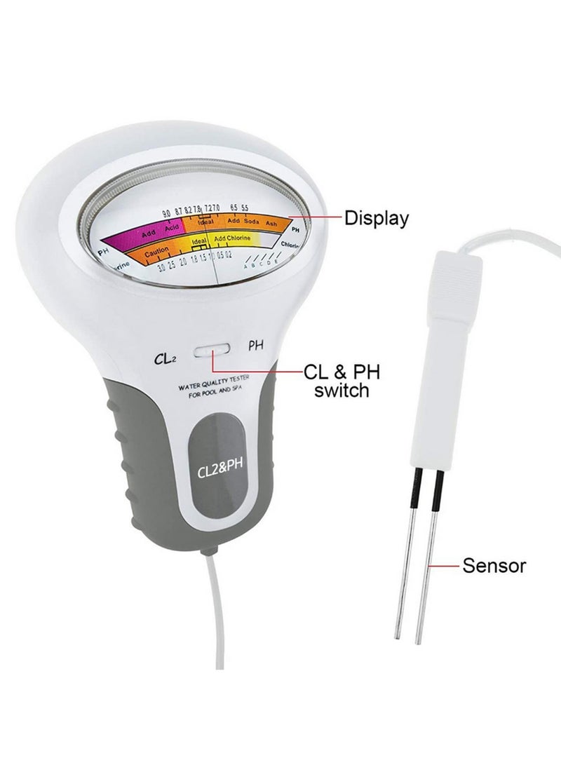 PC102 Digital Water Quality Tester 2 in 1 PH and Chlorine Level CL2 Meter for Swimming Pool Spa Hot Tub Drinking Water Accurate Detector with LCD Display Water Testing Kit  - Image 2