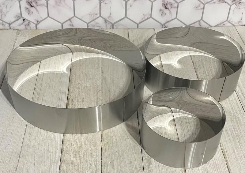Ksdhotware 6 inch 8 inch 10 inch Large Round Cake Ring Mold Set, Stainless Steel Round Shaped Cake Cutters Pastry Ring for Mousse, Birthday Anniversary Wedding Layer Sponge Cakes Making, 2.4 inch High - Image 1