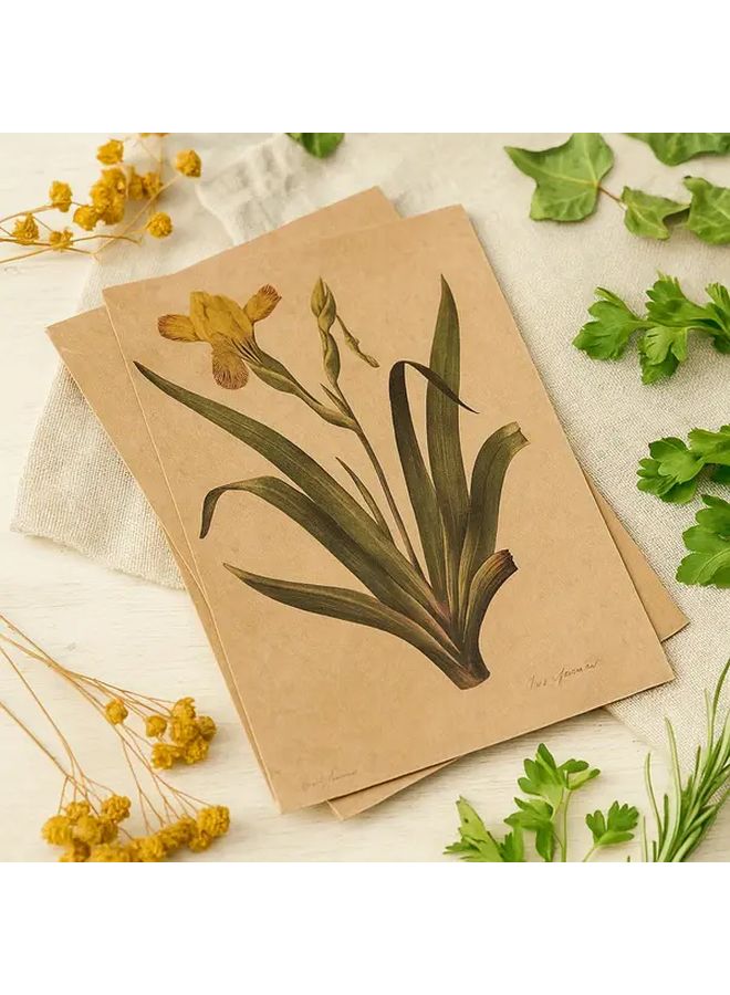 Vintage Kraft Postcard Pack 50pcs Retro Cards With Golden Accents Style1 Style2 - Image 3