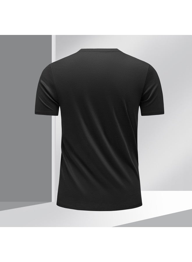 Fomoce 100% Cotton Men's Short Sleeve T-shirt - Summer Comfortable Fashion Basic Top - Image 4