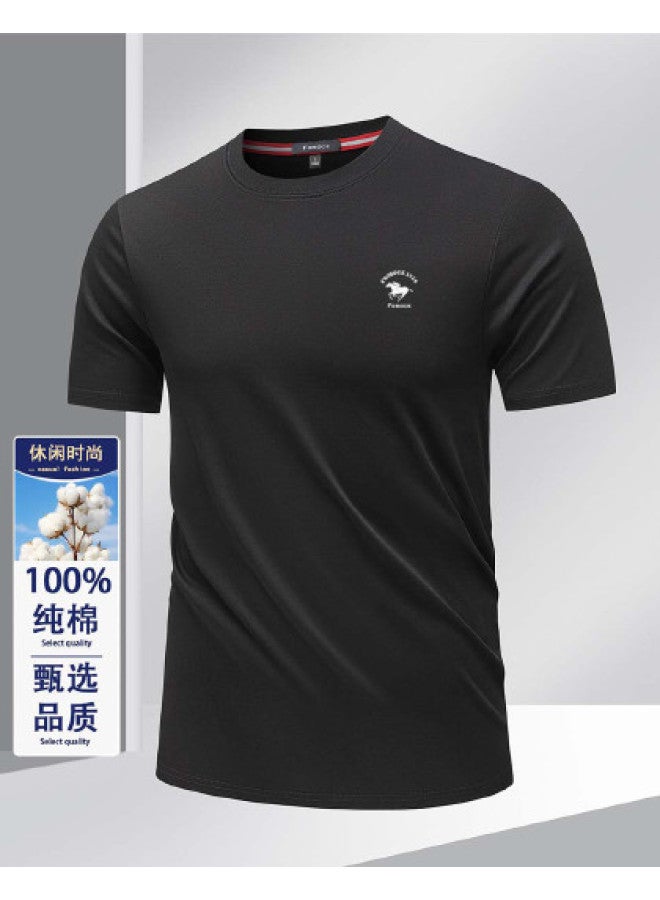 Fomoce 100% Cotton Men's Short Sleeve T-shirt - Summer Comfortable Fashion Basic Top - Image 1