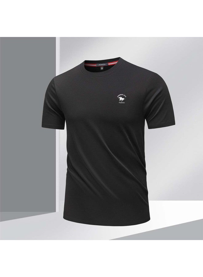 Fomoce 100% Cotton Men's Short Sleeve T-shirt - Summer Comfortable Fashion Basic Top - Image 3