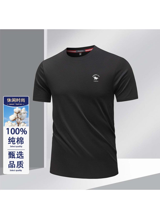 Fomoce 100% Cotton Men's Short Sleeve T-shirt - Summer Comfortable Fashion Basic Top - Image 2