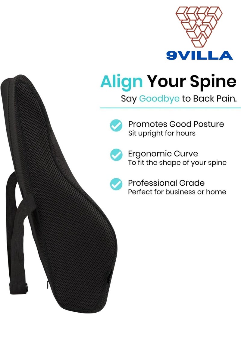 9villa Lumbar Back Support for Car Seat | 2 Years Warranty | Gel Orthopedic Memory Foam Cushion for Back Pain Relief, Office Chair, Sofa Back Rest for Bed, Ergonomic Lumbar Cushion (Back Rest) - Image 4