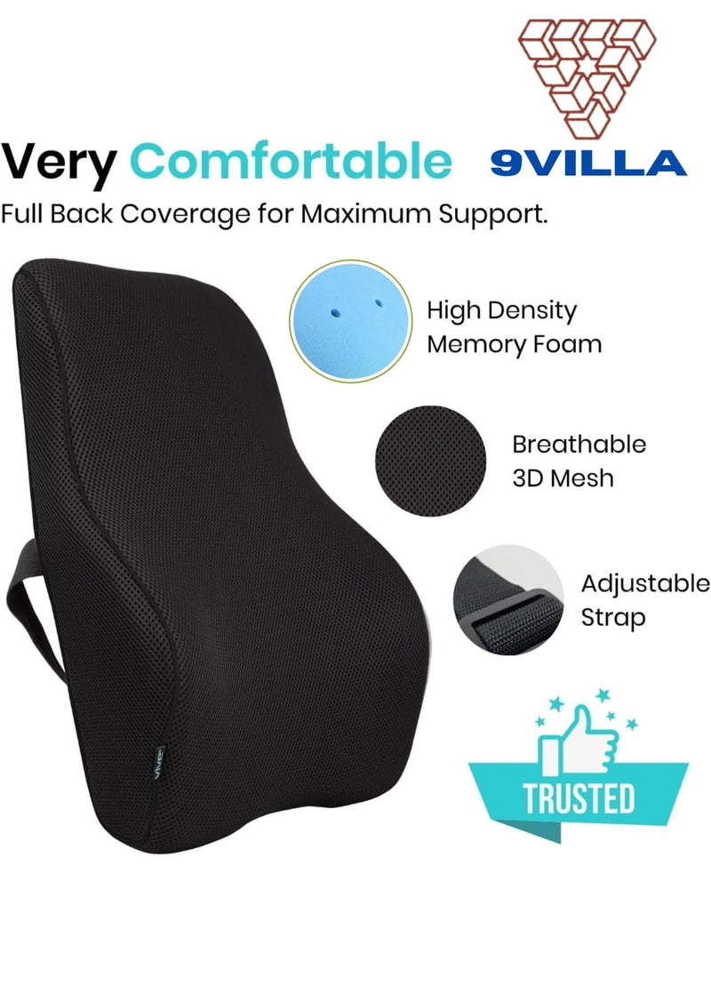 9villa Lumbar Back Support for Car Seat | 2 Years Warranty | Gel Orthopedic Memory Foam Cushion for Back Pain Relief, Office Chair, Sofa Back Rest for Bed, Ergonomic Lumbar Cushion (Back Rest) - Image 2