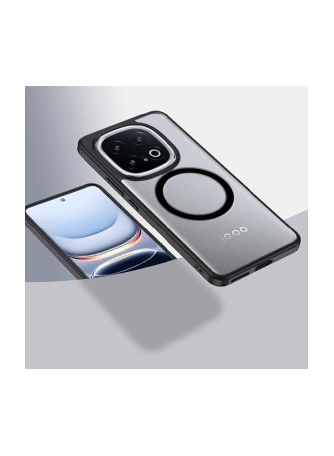 Magnetic Case Compatible with vivo iQOO 13 Case, Matte Frosted u0026 Clear Transparent Case Airbag Anti-drop Hard PC Soft TPU Bumper Shockproof Protective Cover - Image 1